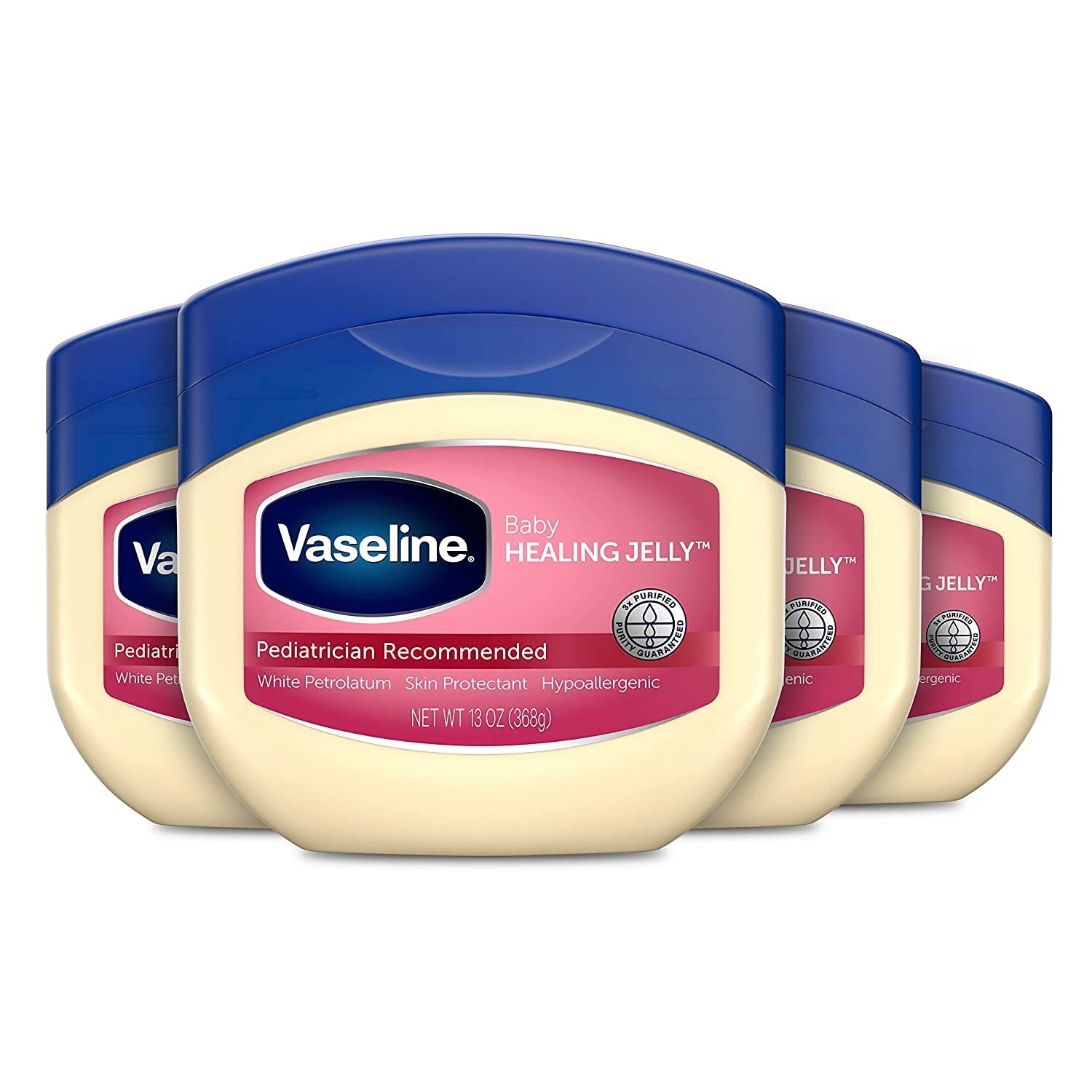 Vaseline Petroleum Jelly Baby Skincare Protective & Pure 4 Count Treats Dry Skin