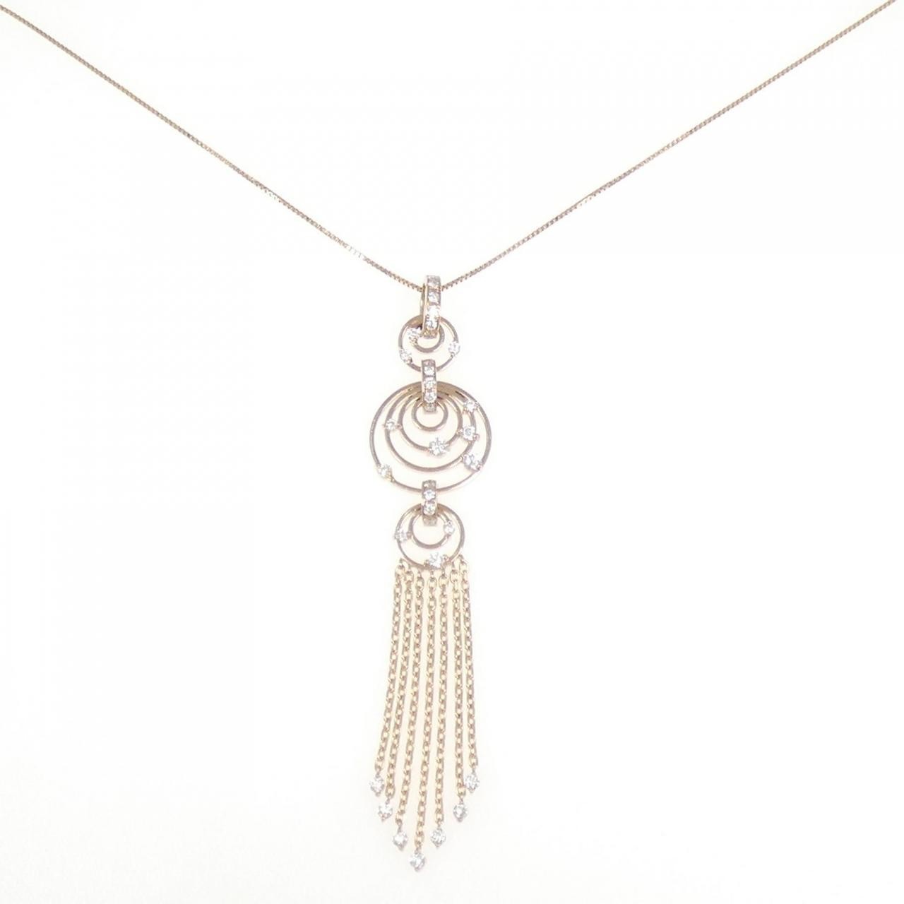 Authentic K18PG Diamond Necklace 0.69CT #270-004-148-6853