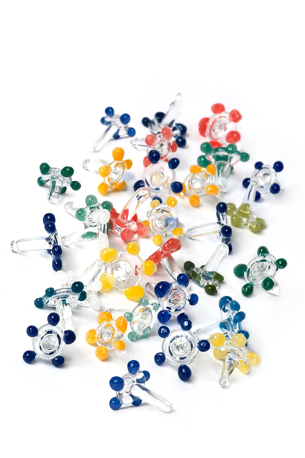 Daisy Style Hand-Blown Flower Glass Beads, Decorative Gems - Small, 60 Pack 