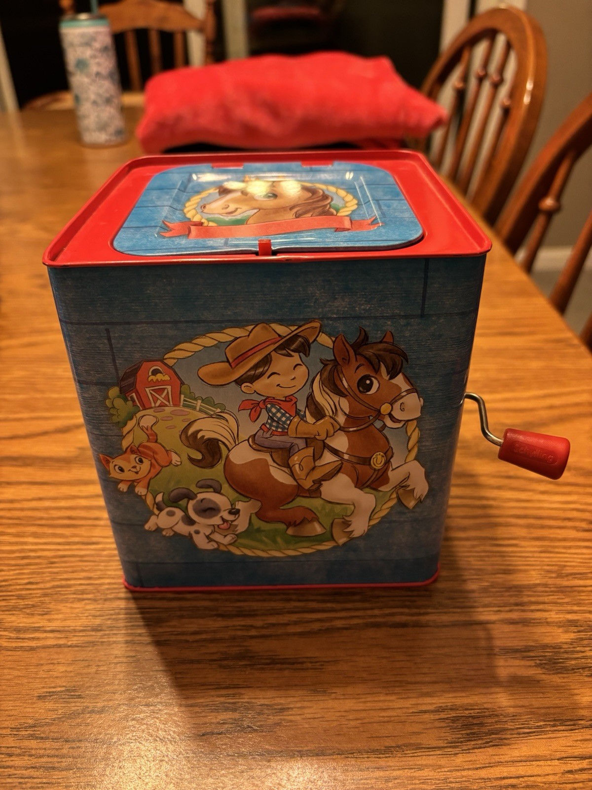 Schylling Poppin Pony Musical Jack In The Box Horse PopUp Toy Metal Works Tested