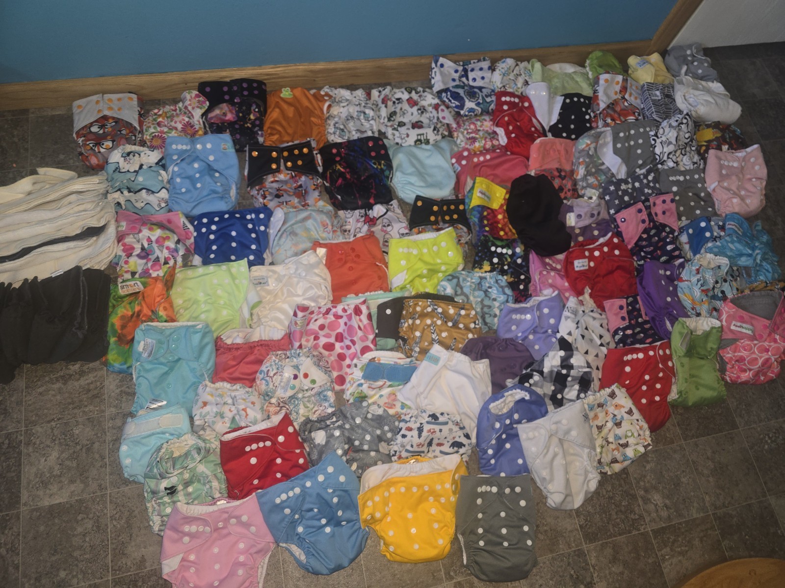All In One Cloth Diaper Stash Alva,smart Bottoms, Asen Etc -Lot of 84