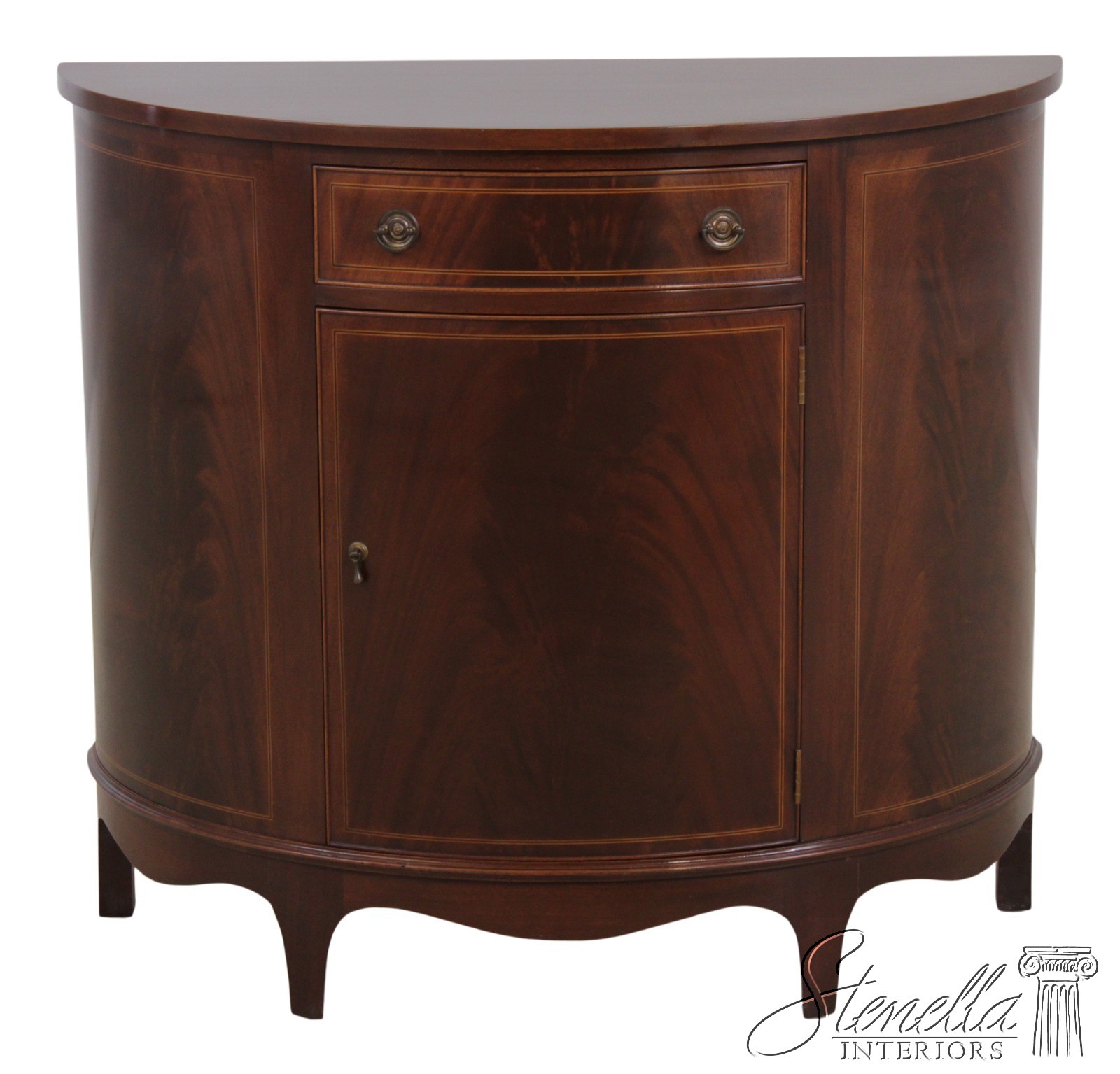 57124: BIGGS Mahogany Inlay Federal Style Demilune Console