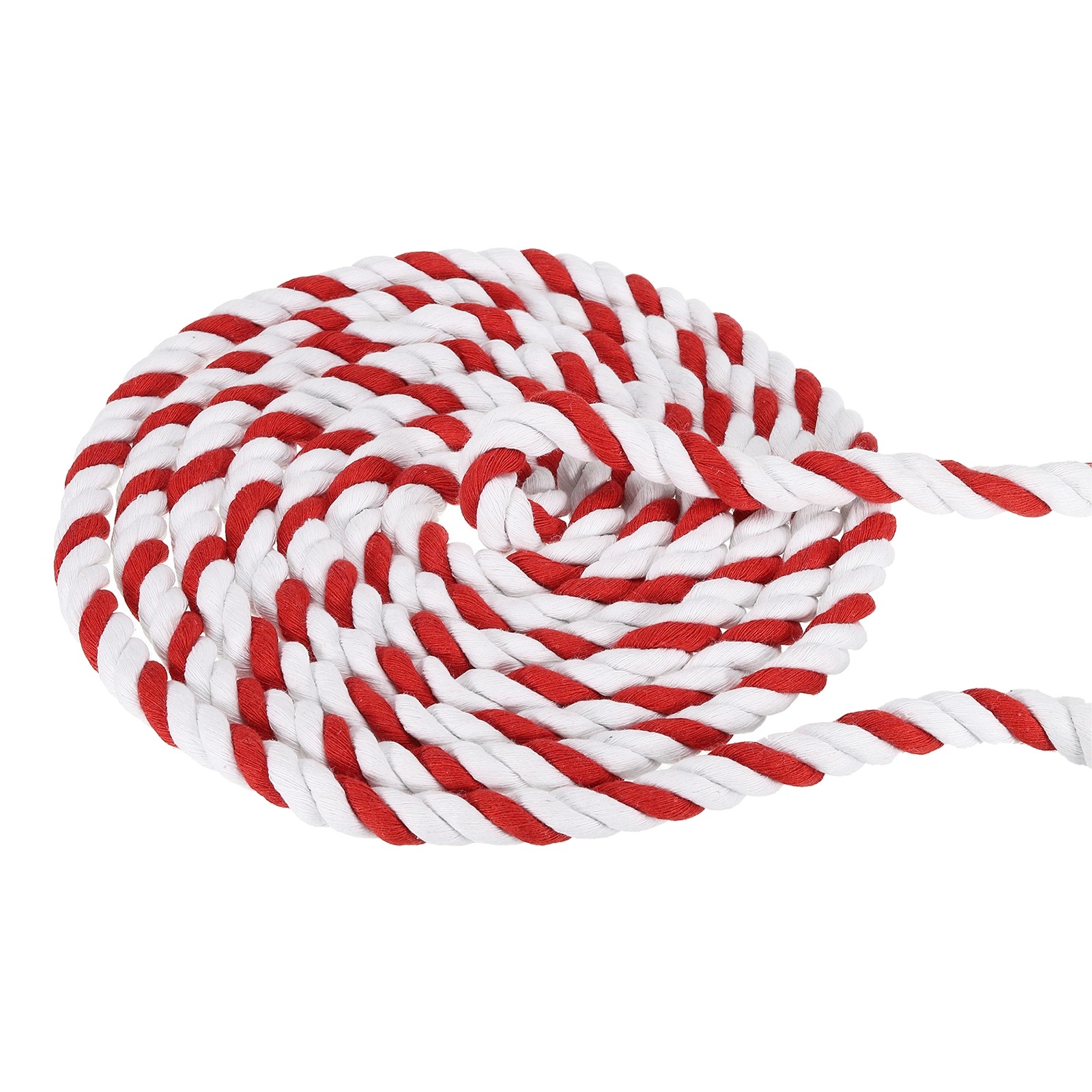 1/2Inch 25Feet Twisted Cotton Rope 3 Strand Tug of War Rope Red White