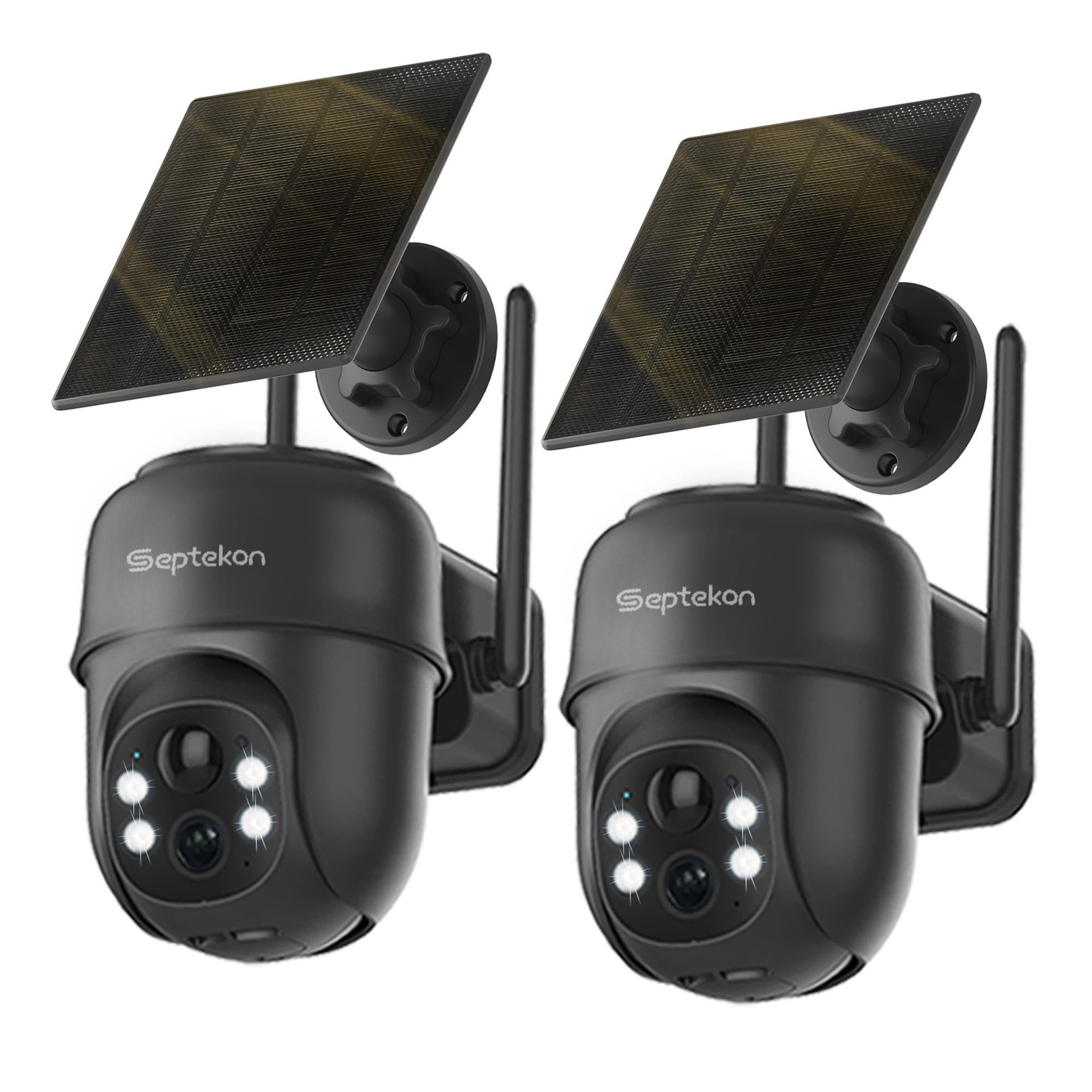 2K Solar Security Cameras Wireless Outdoor 2 Pack, 360°PTZ Battery Powered Ou...