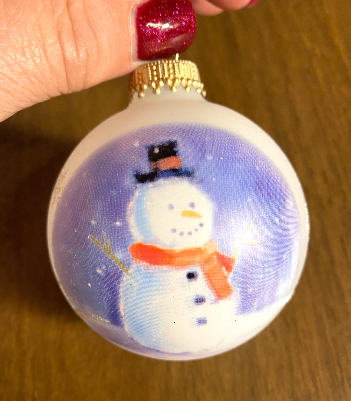 Krebs Blown Glass Round Snowman Ball Christmas Ornament 2 1/2"