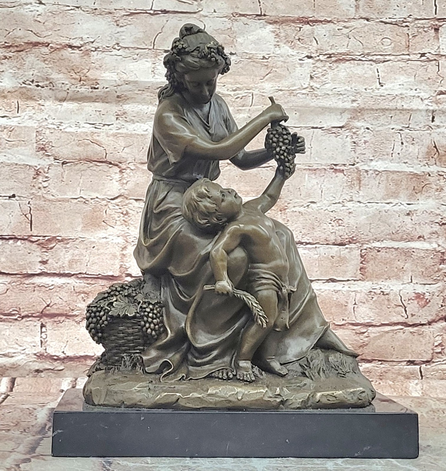 Handcrafted Mother and Child Bronze Statue Lost Wax Museum Quality Collectible