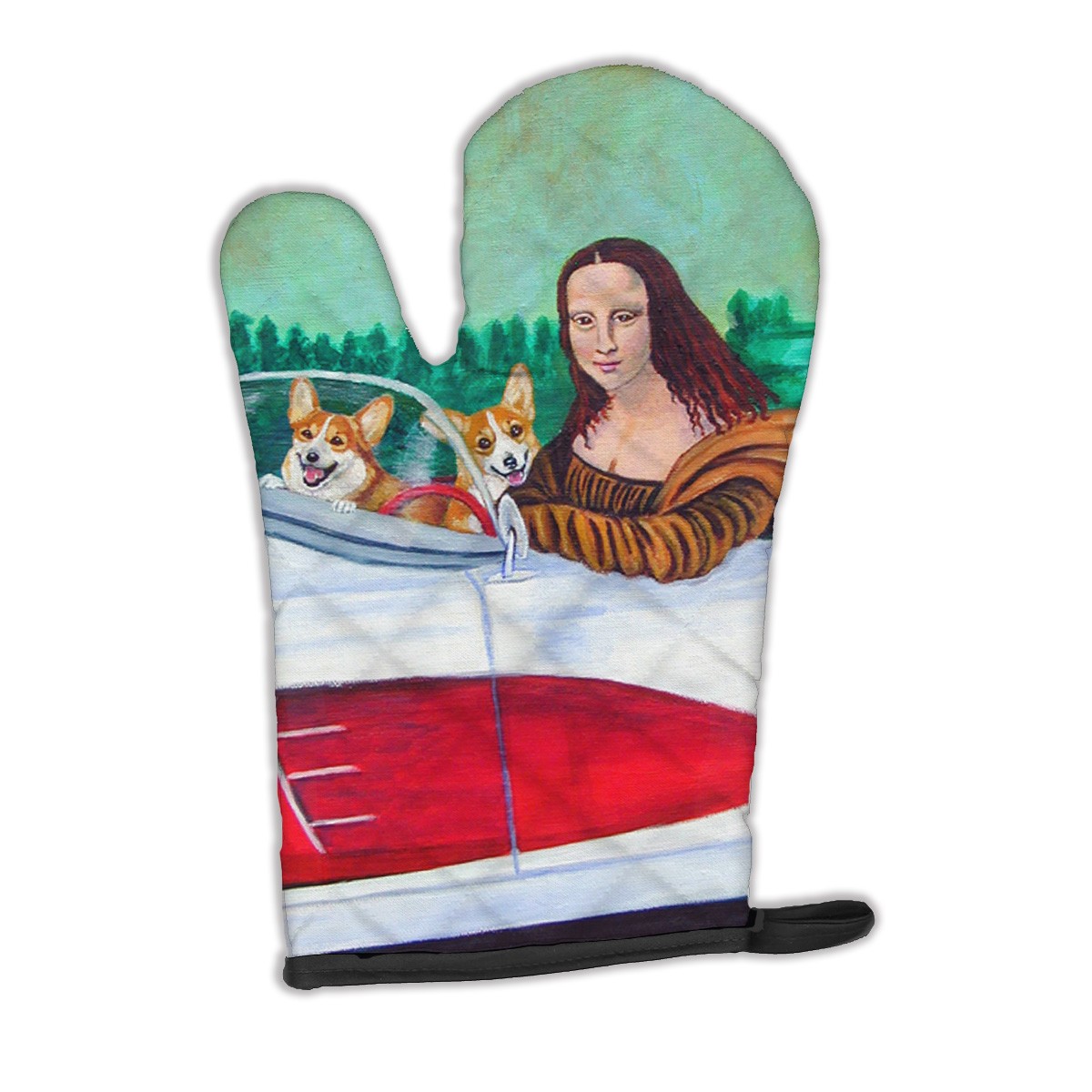 Caroline's Treasures Mona Lisa with  Corgi Oven Mitt 7284OVMT