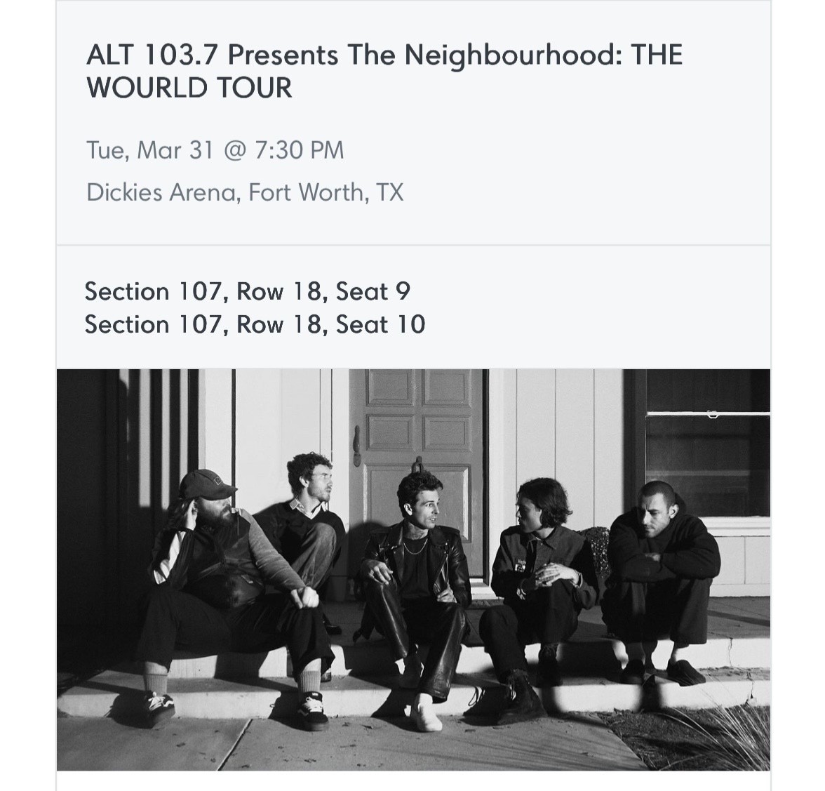 2 the neighborhood concert tickets fort worth texas 2026