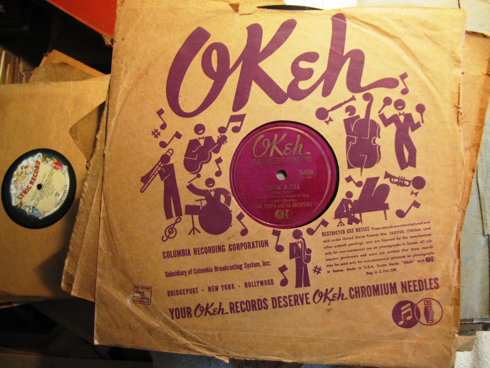 1941 Gene KRUPA Orch Coppin A Plea/ Violets for your furs Anita O'Day OKEH 6498