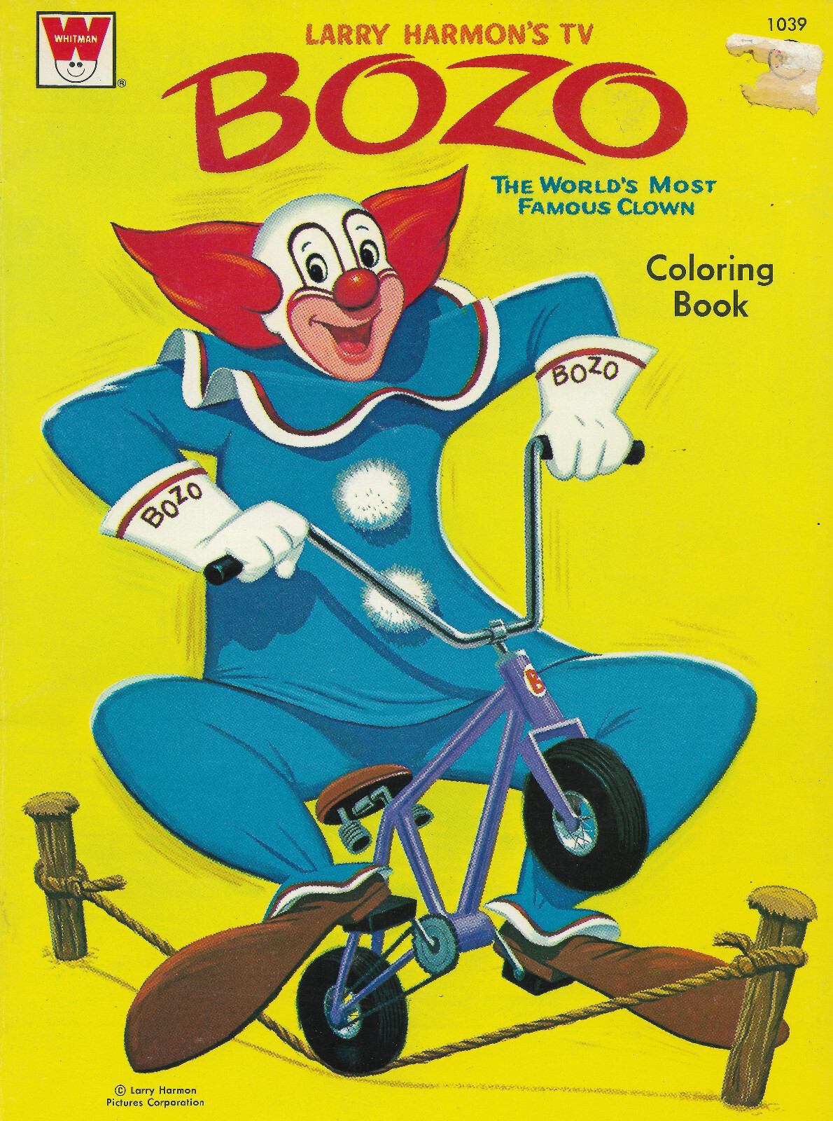 Vintage 1973 LARRY HARMON'S TV BOZO THE CLOWN COLORING BOOK WHITMAN D1E