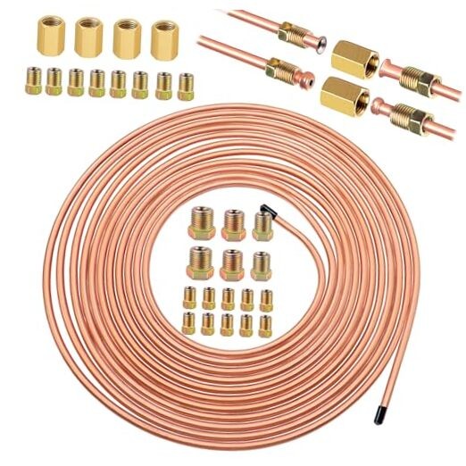  3/16" 25 Ft Upgrade Brake Line Tubing Kit, 3/16 Copper Coated 3/16“ Brake Line