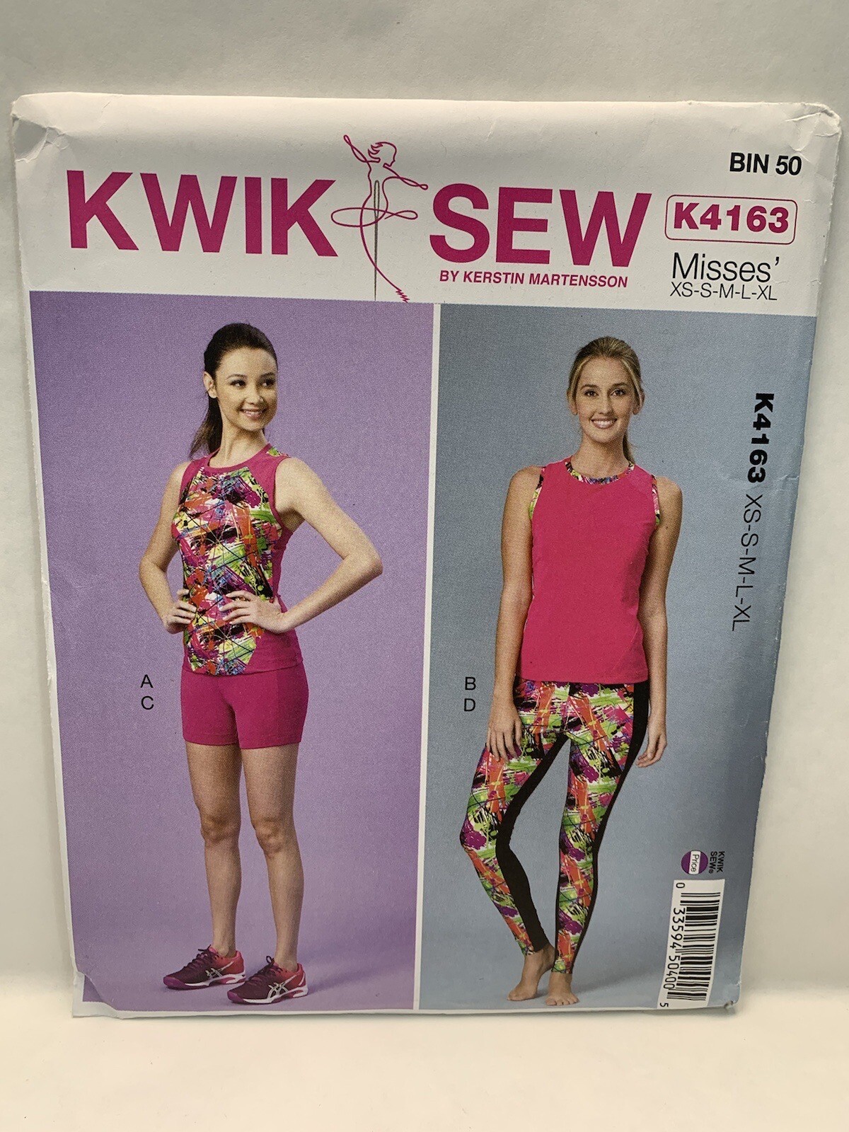 Kwik Sew K4163 4163 Misses Leggings Shorts Racerback Shirt  Pattern XS-XL *Uncut