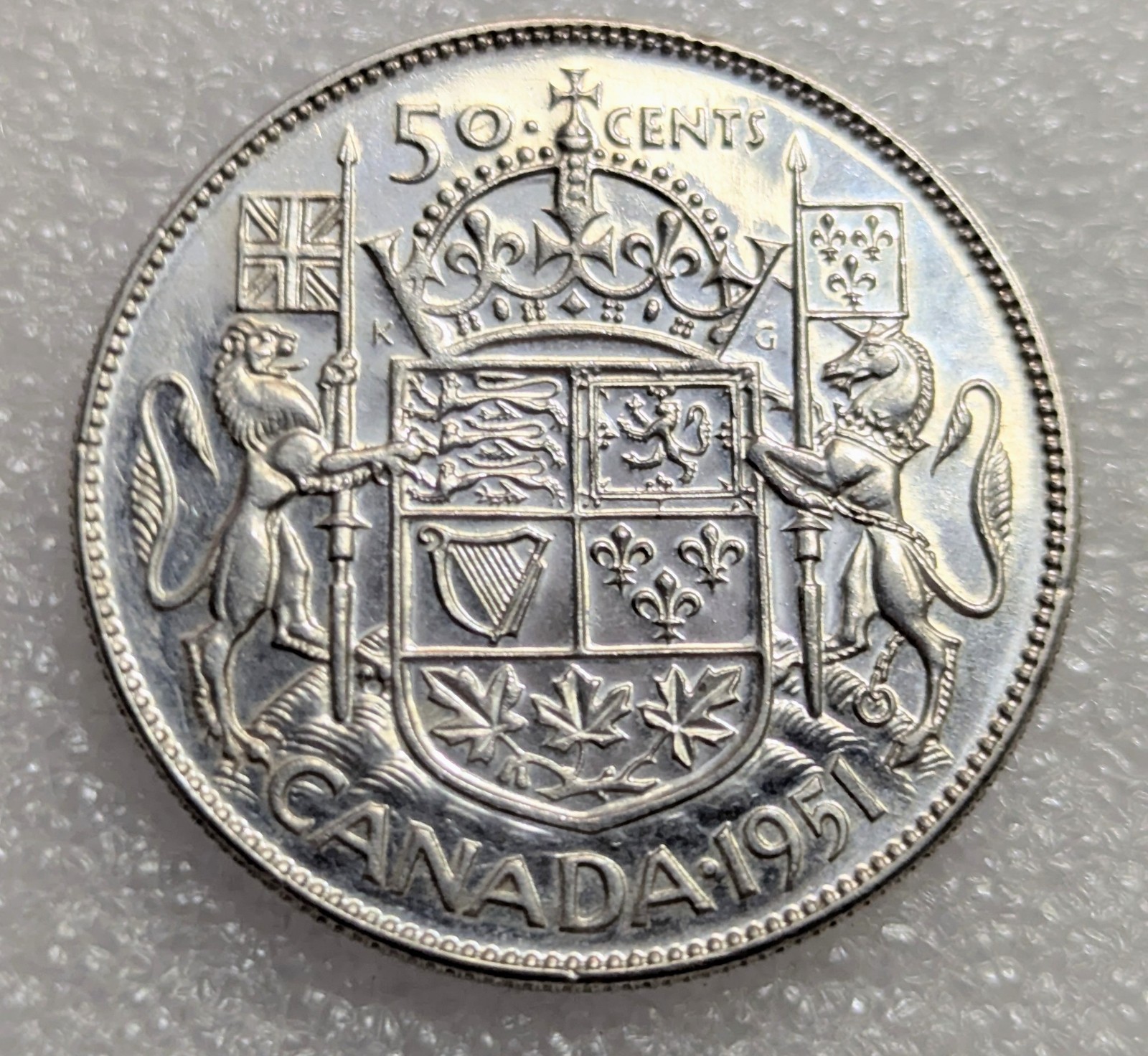 1951 50 Cents Canada 80% Silver King George VI #139A