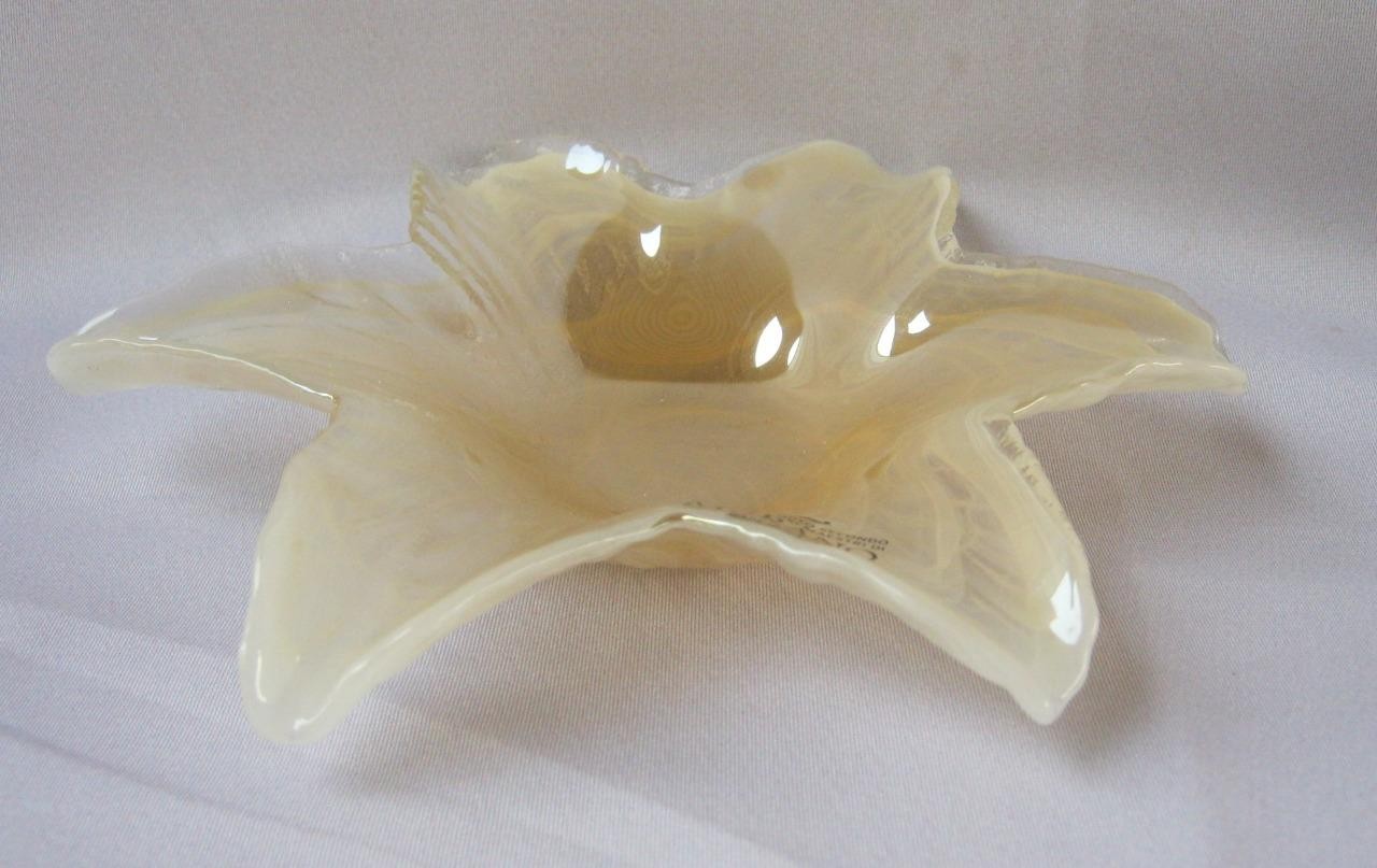 Genuine Italian Art Deco Glass Amber Sea Star Bowl Tammaro Italy Murano 842