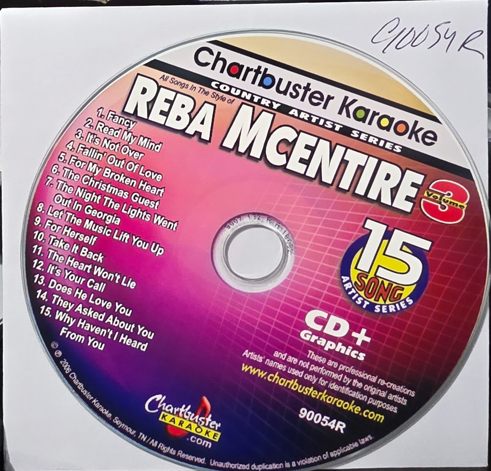 90054R REBA MCENTIRE   CHARTBUSTER  KARAOKE CDG  LOT LONG DRIVE