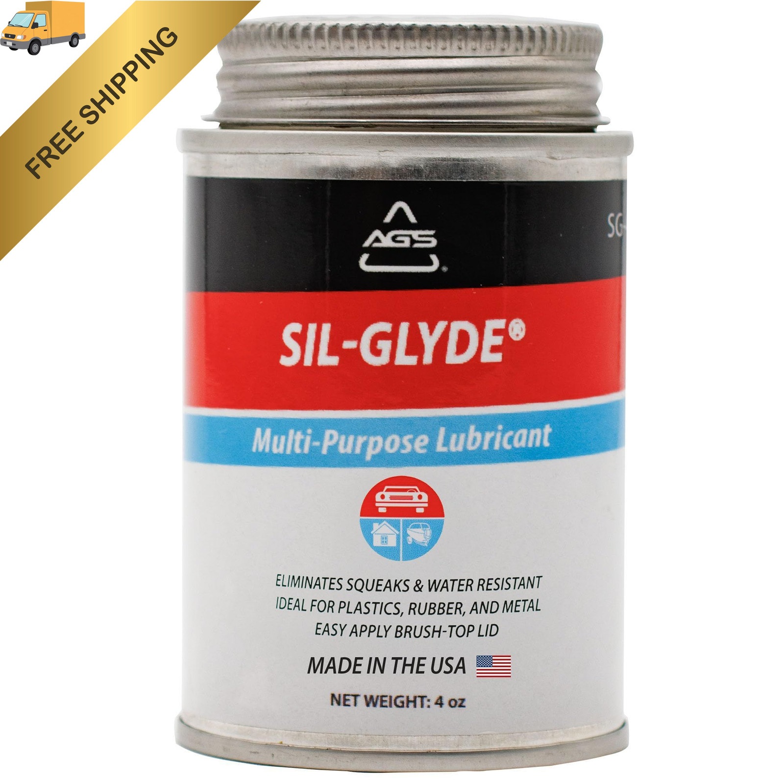 AGS Automotive Solutions SIL-Glyde Brush Top Can Multi-Purpose 4oz 