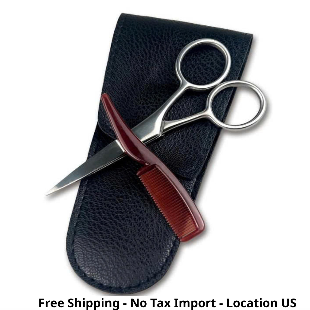 Mustache Grooming Set - Precision Mustache Scissors and Comb Kit for Men - Ideal