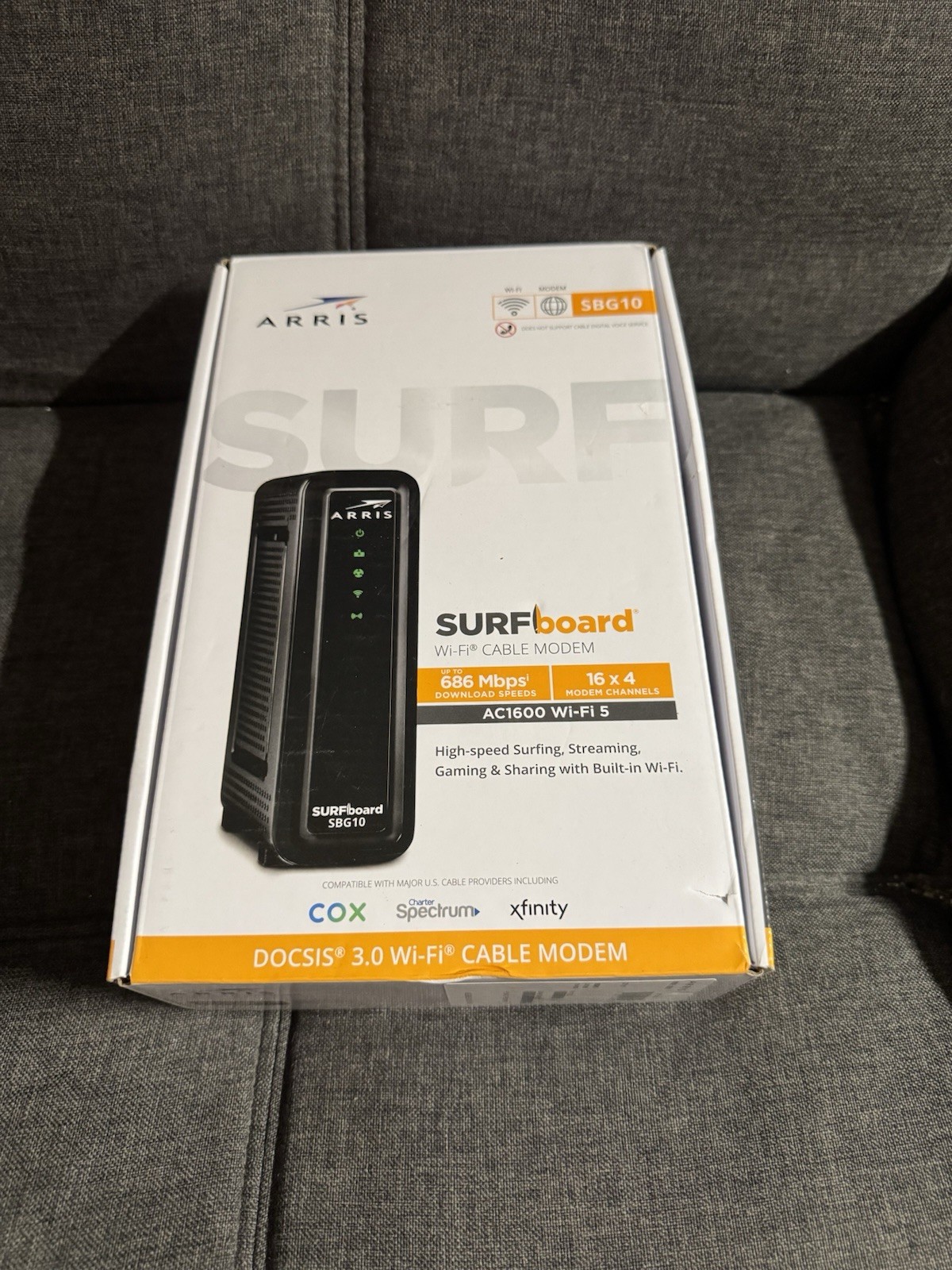 ARRIS SBG10 SURFboard  AC1600 Dual-Band Cable Modem  Router - Black Sealed