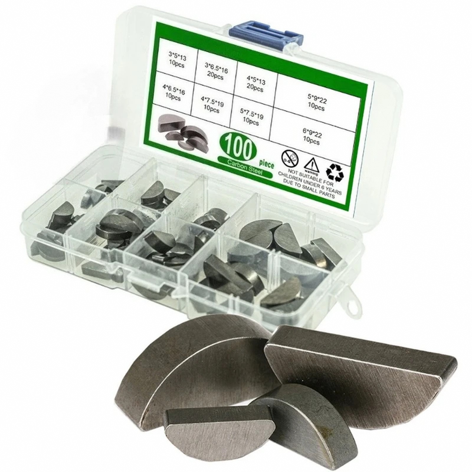 100pcs Carbon Steel Metric Half Moon Shaft Drive Fasteners Woodruff Keys