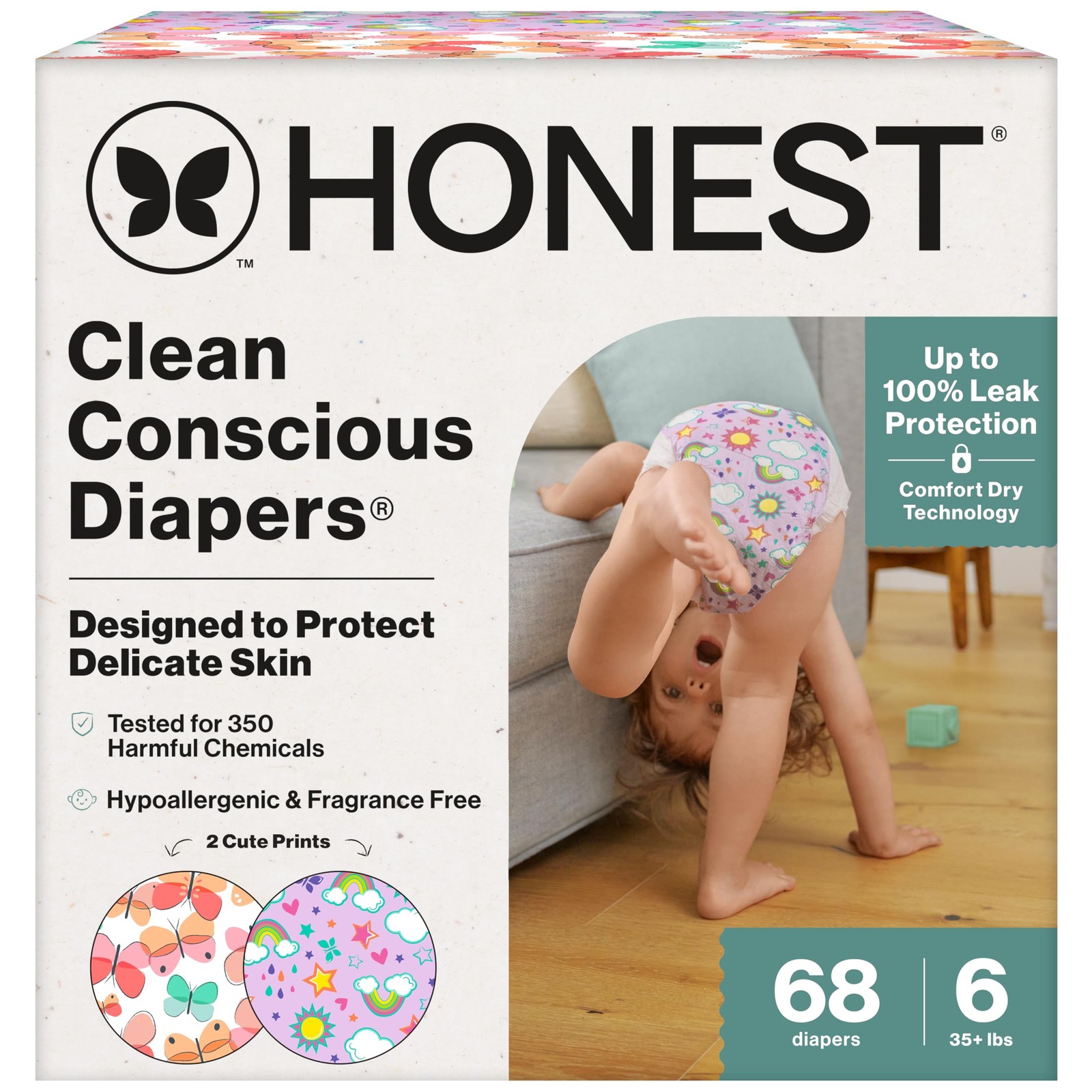 Disposable Diapers Size 6 68 Count Sensitive Skin Hypoallergenic Honest Company