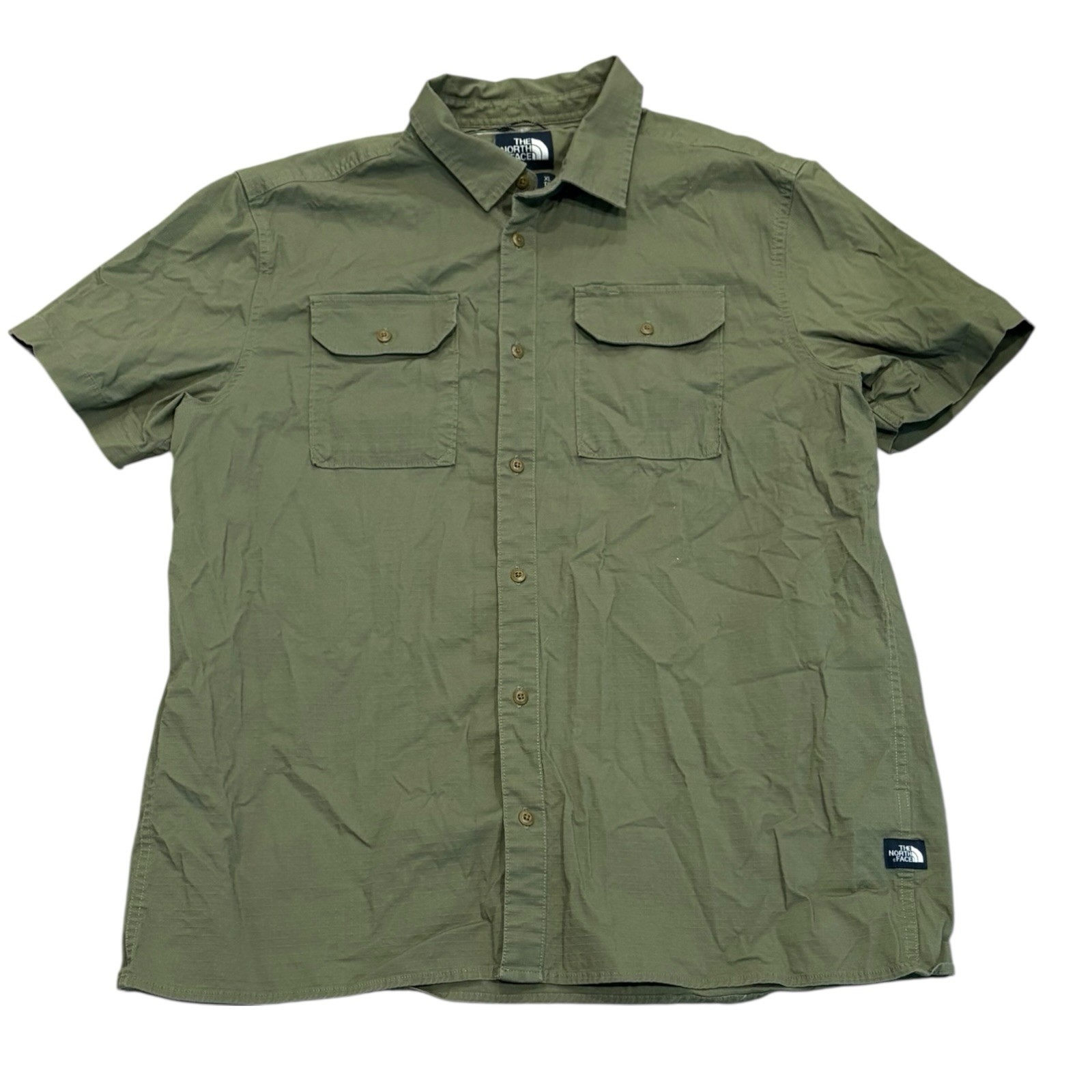 The North Face Mens XL Green Short Sleeve Button Up Hiking Fishing Shirt