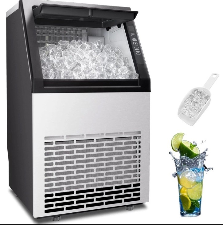 Commercial Ice Maker Machine 90Lbs/24H, Stainless Steel Undercounter Ice Maker
