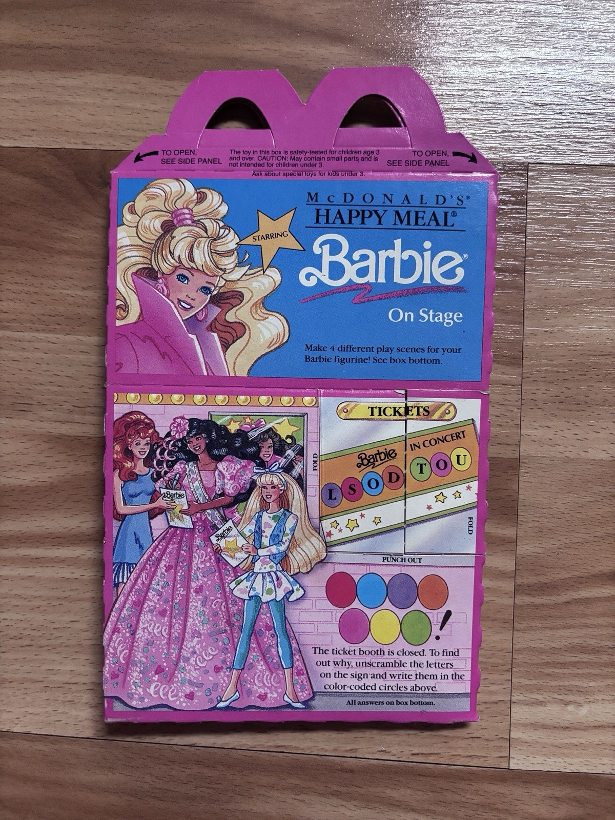 Vintage 1991 McDonald's Barbie On Stage Happy Meal Box Play Scenes Collectible