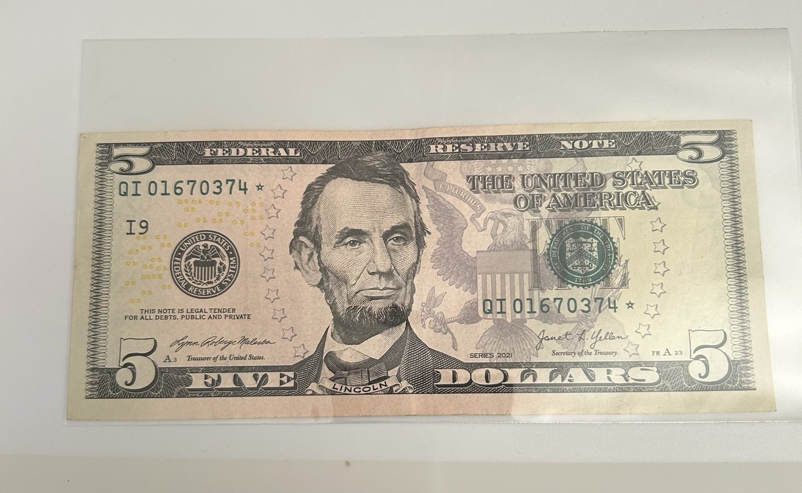 2021 $5 Five Dollar Bill Star Note Miscut Error Series