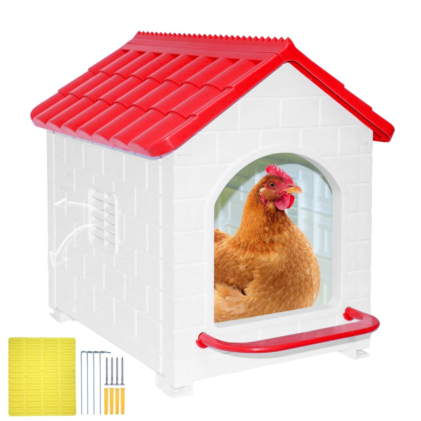 Single Compartment Chicken Nesting Box, Waterproof Plastic Chicken coop, Wall...