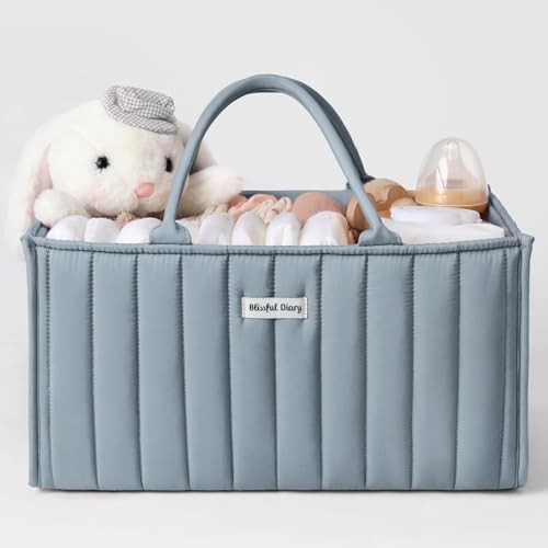  Baby Diaper Caddy Organizer, Stylish Storage Basket for Newborn Dusty Blue