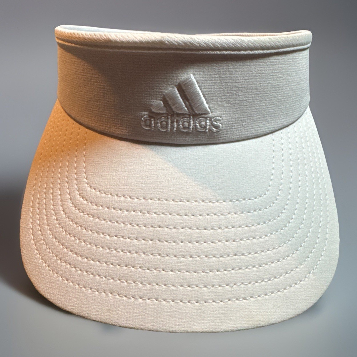 adidas Sun Visor White Polyester Embroidered Logo Curved Brim Adjustable Golf