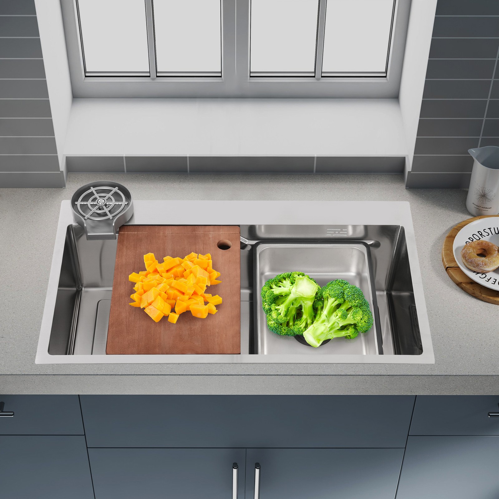 29.53-inch Undermount Workstation Kitchen Sink Single Bowl with Pull-out Faucet