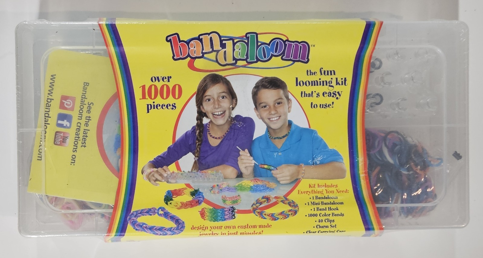 DIY Bandaloom Over 1000 Pieces Color Rubber Bands Hook 40 Clips Charms Set