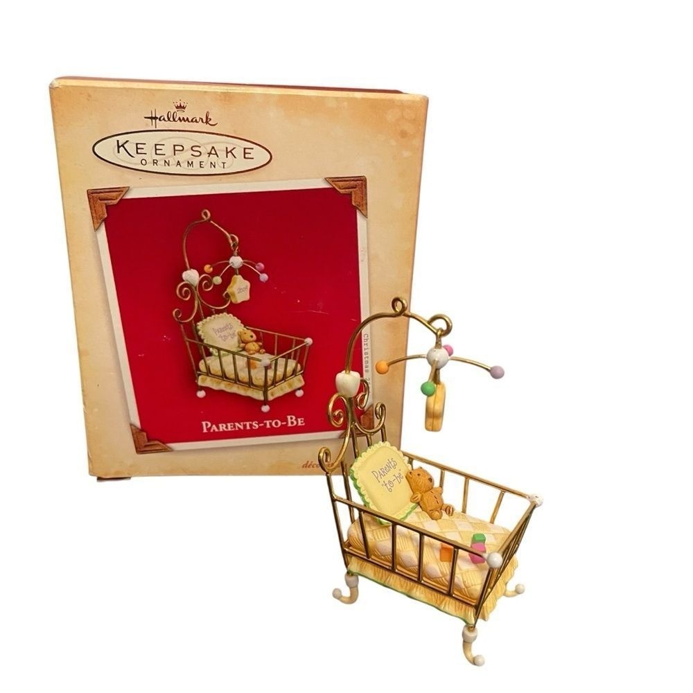 Hallmark Keepsake Ornament "Parents to Be"  2004 Vintage Baby Crib
