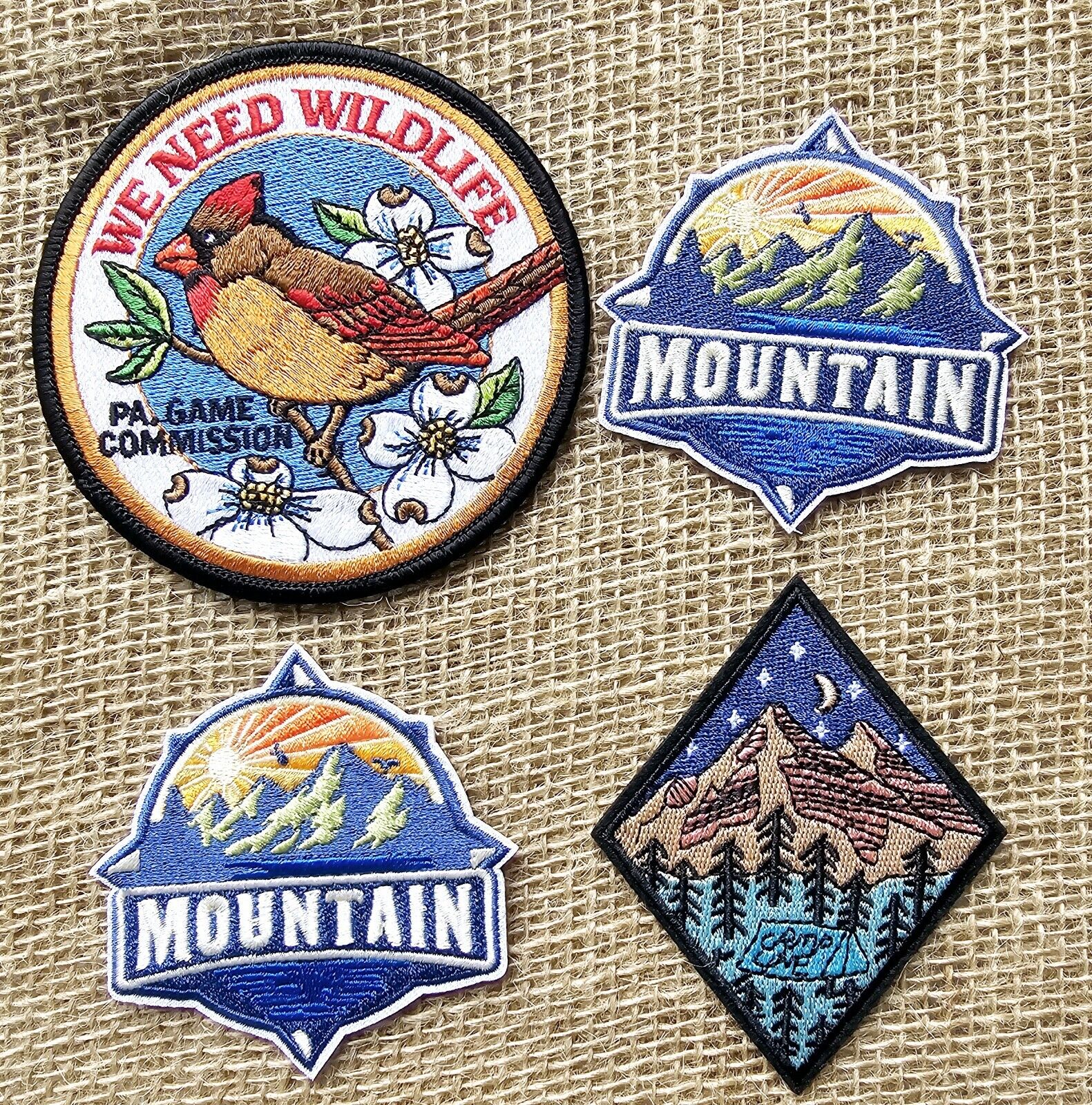 Lot of 4 Great Outdoor Wildlife Iron On Patches Mountains