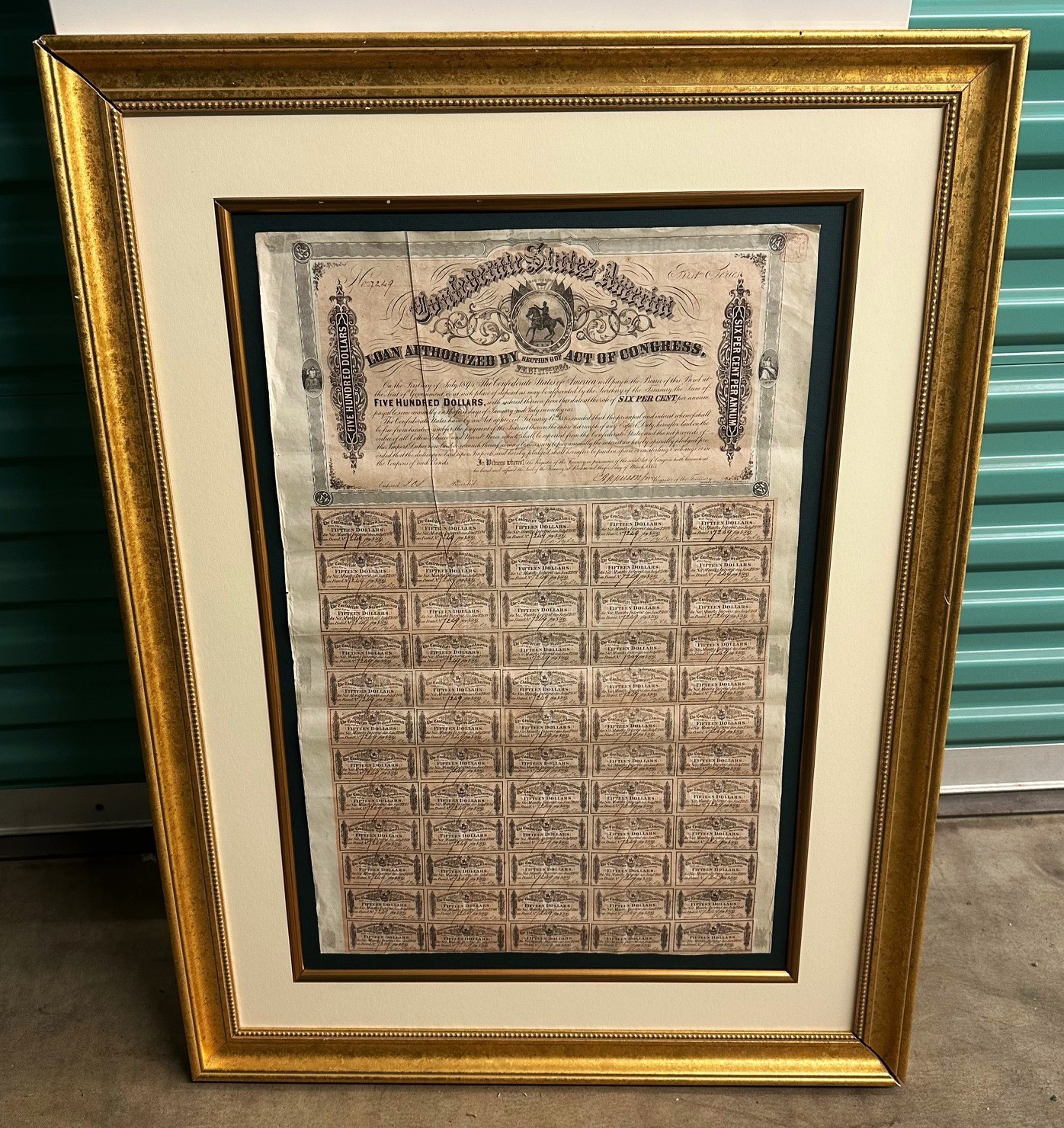 Confederate States of America CSA 1st Series $500 Civil War Loan Bonds Set