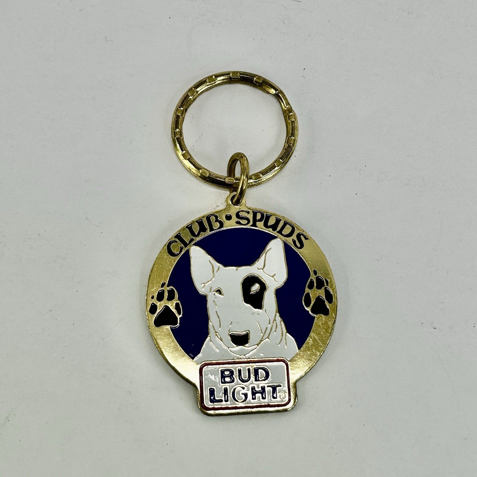 Vintage Club Spuds Mackenzie Key Chain Key Ring Bud Light Dog Bull Terrier