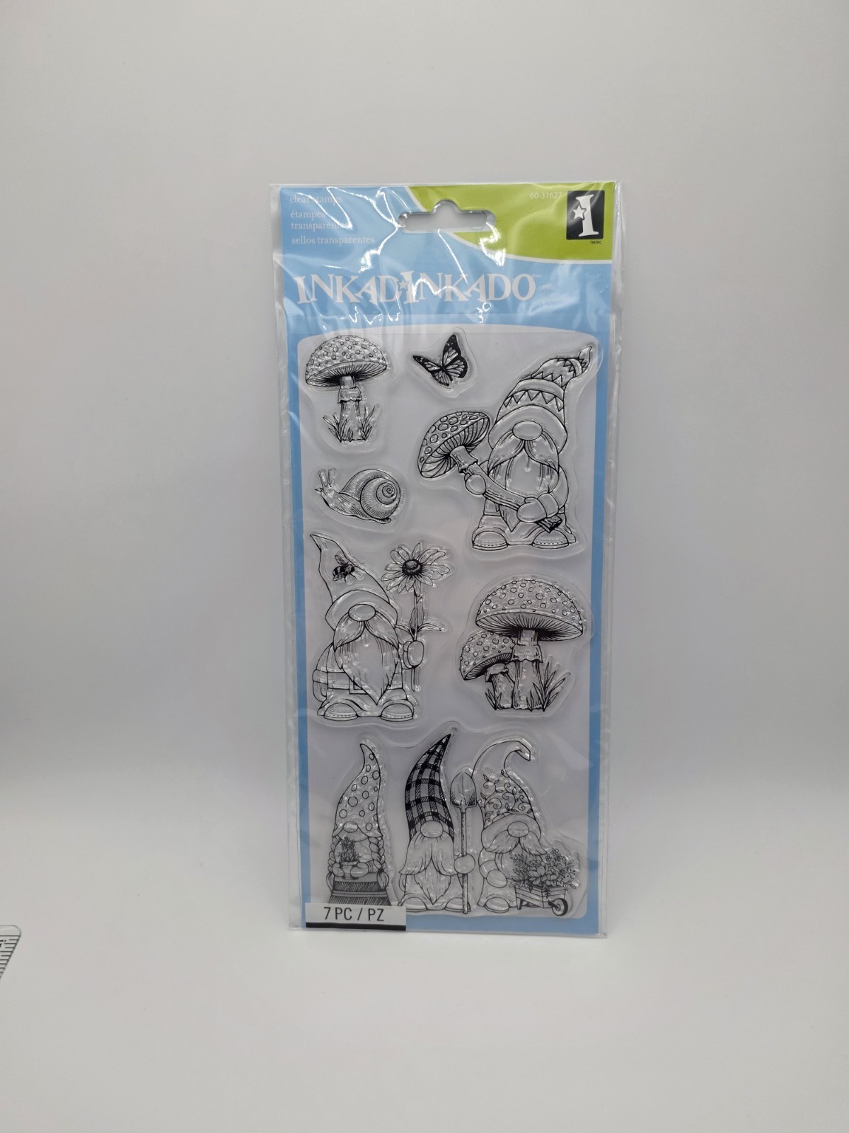 Inkadinkado Garden Gnome Clear Stamps 7 Pcs