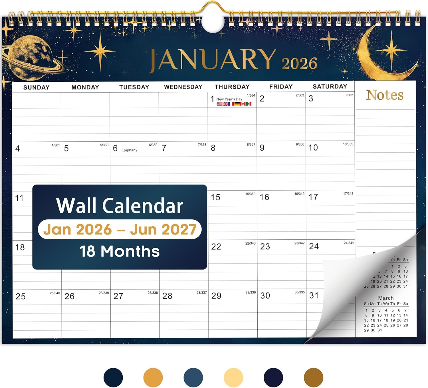 2026 Calendar, 18-Month Wall Calendar from Jan 2026 to Jun 2027, 11.5" x 14.7", 