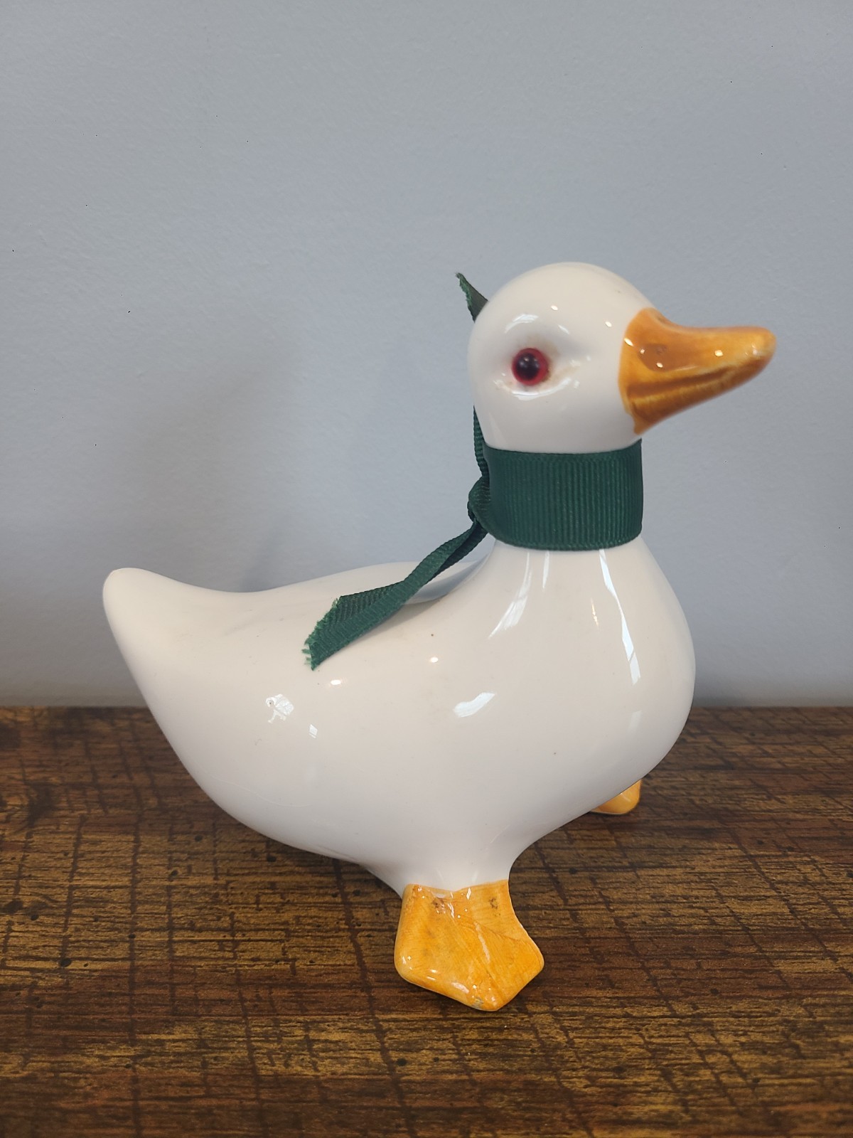 Vintage White Ceramic Duck Figurine - 4 1/2" tall