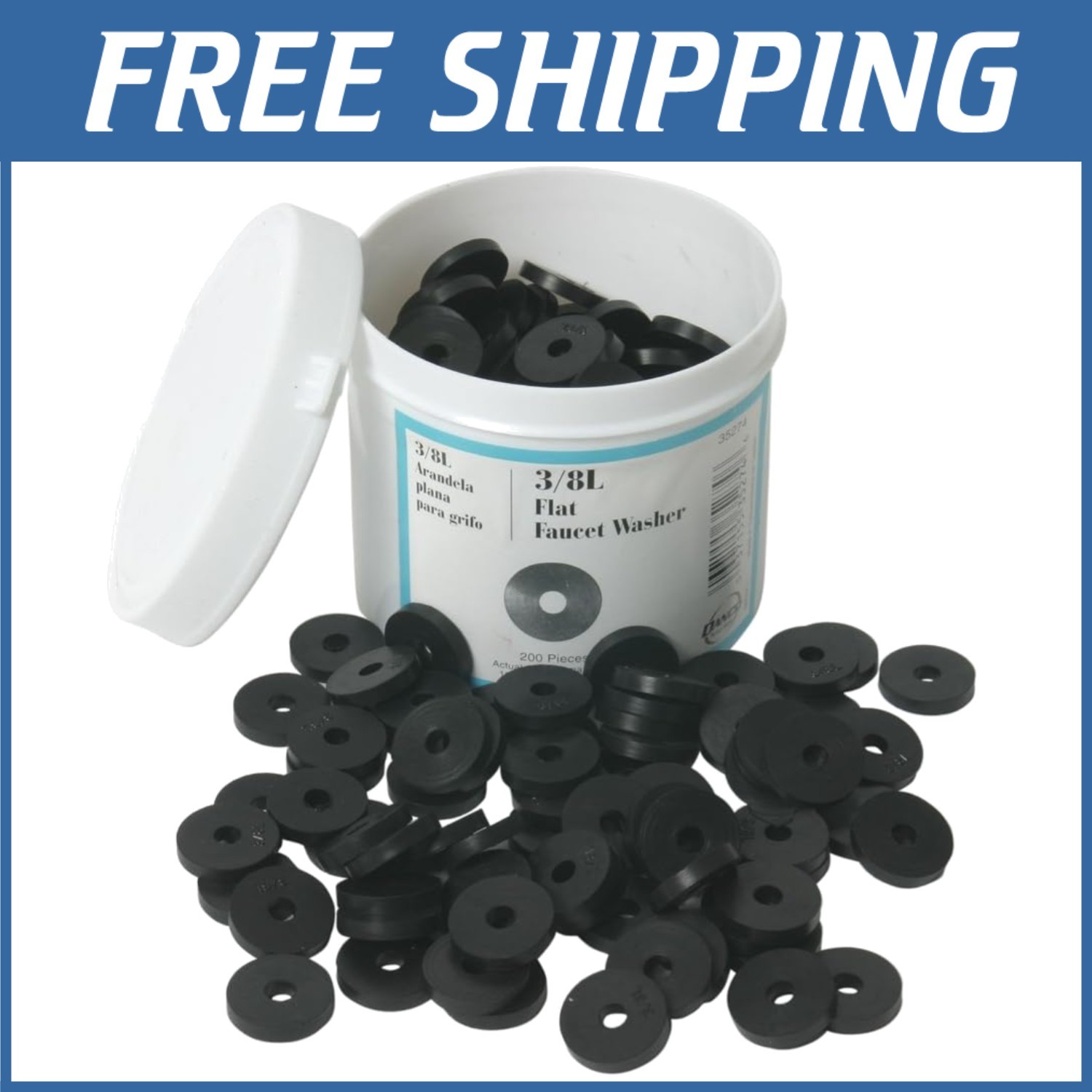 Leak Repair Kit: 200 Flat Faucet Washers