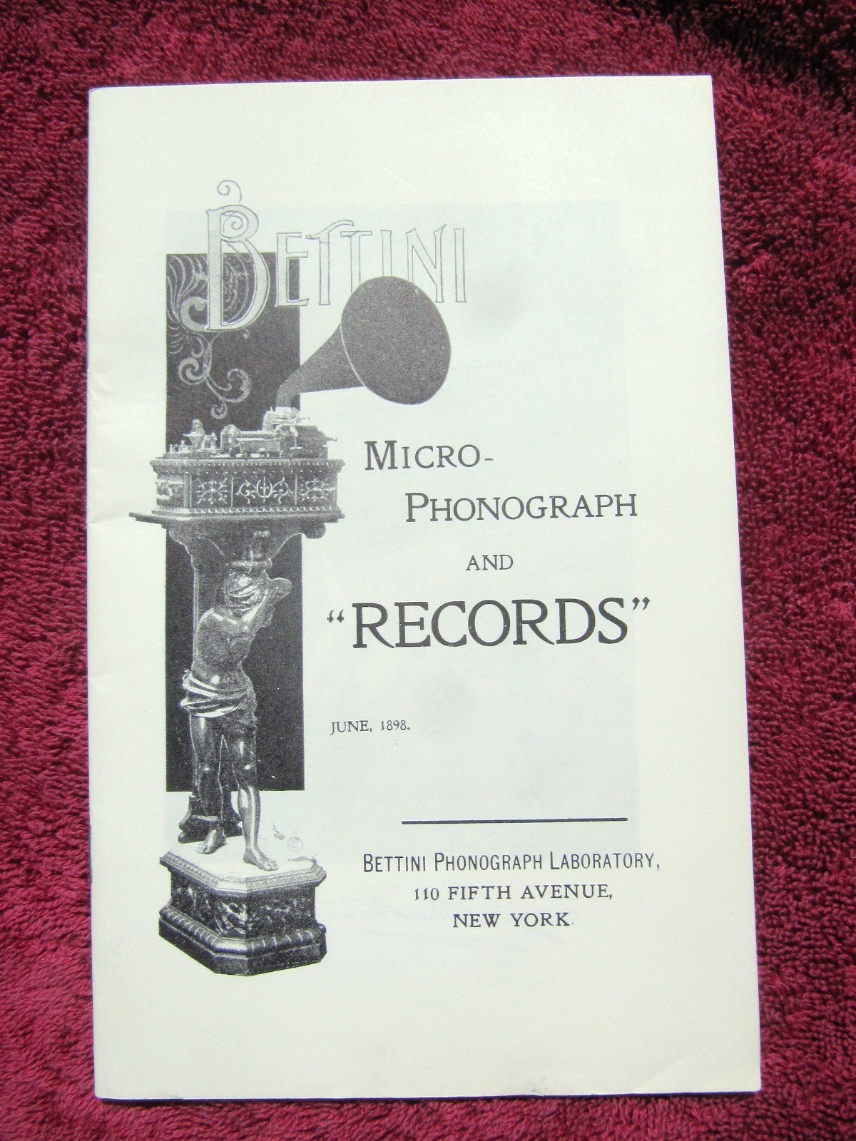 1898 BETTINI MICRO PHONOGRAPH & RECORDS Catalog George W. Johnson Blues Cylinder