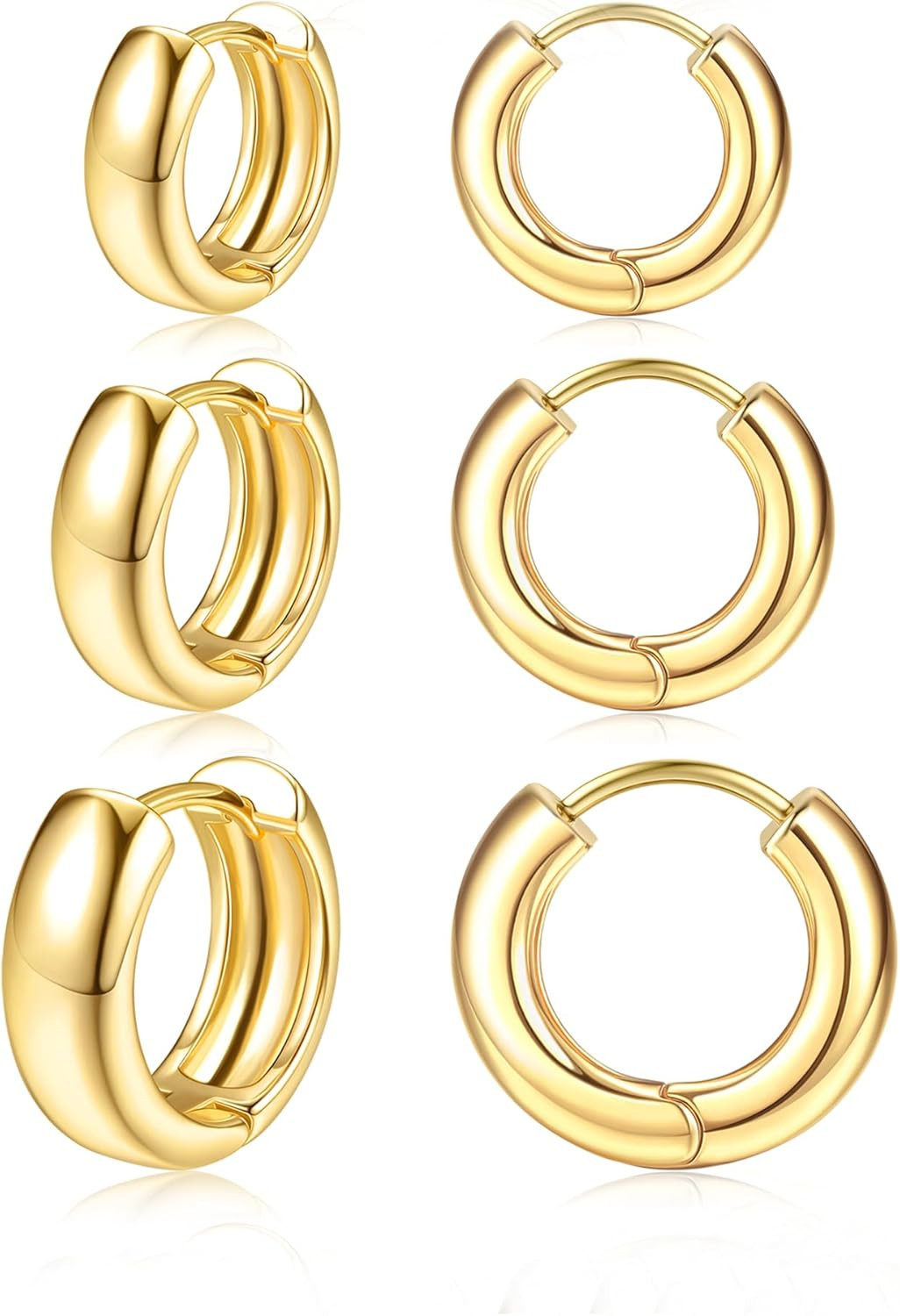 Small Chunky 14K Gold Plated Hoop Earrings for Women - Hypoallergenic Earrings f