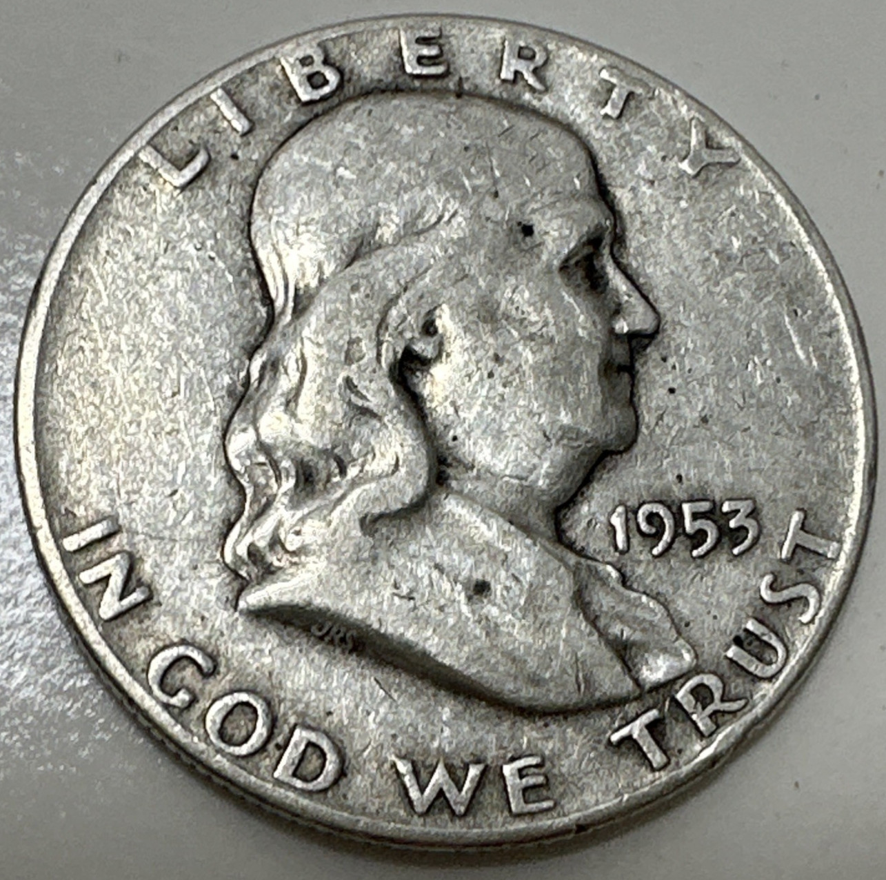 1953 Ben Franklin Half Dollar Circulated "Business" 90% Silver Coin