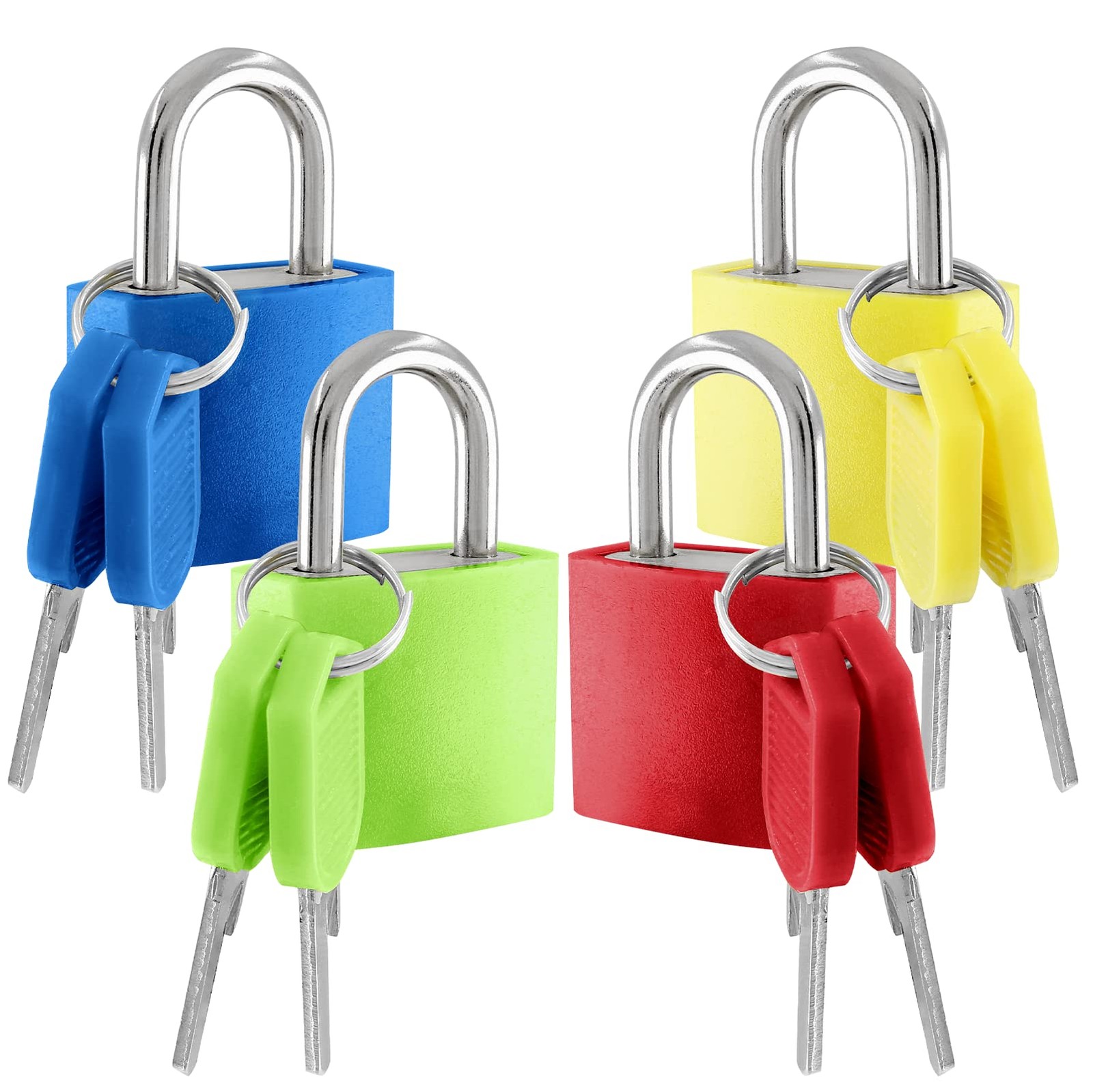 Litoexpe 4 Pcs Suitcase Locks with Keys, Small Dark Blue, Red, Green, Yellow 