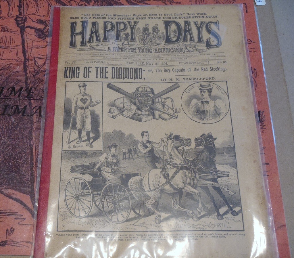 BASEBALL HAPPY DAYS #84 A GREAT COVER & BUFFALO BILL STORY 1896 STORY PAPER