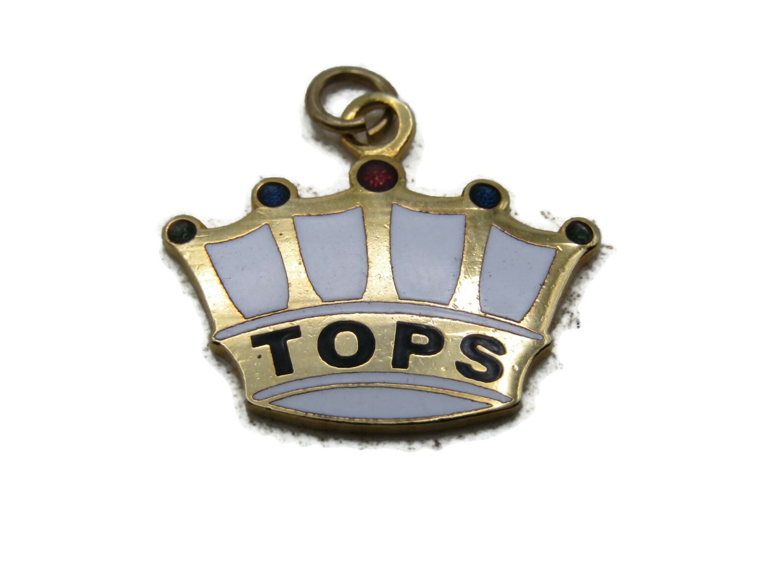 Tops Crown Necklace Charm White & Gold Tone