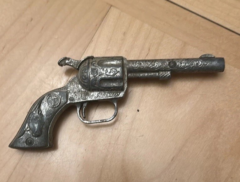 Metal Western Revolver Toy Scroll Grips Prop