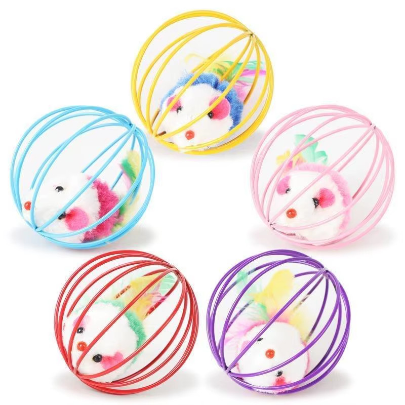 Popular Colorful Mouse in Cage Cat Toy within Sand Interactive Chase Cat Mouse T