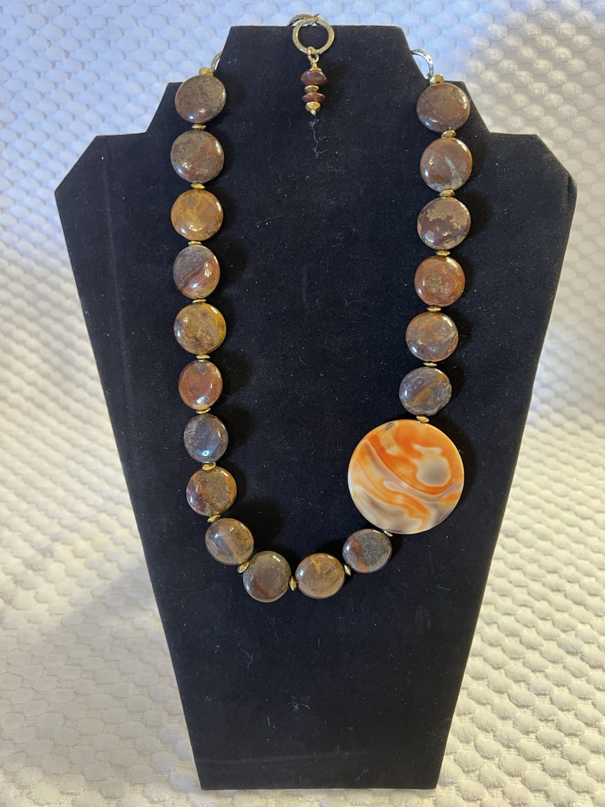 Ocean Jasper and Orange Agate Adjustable Statement Necklace
